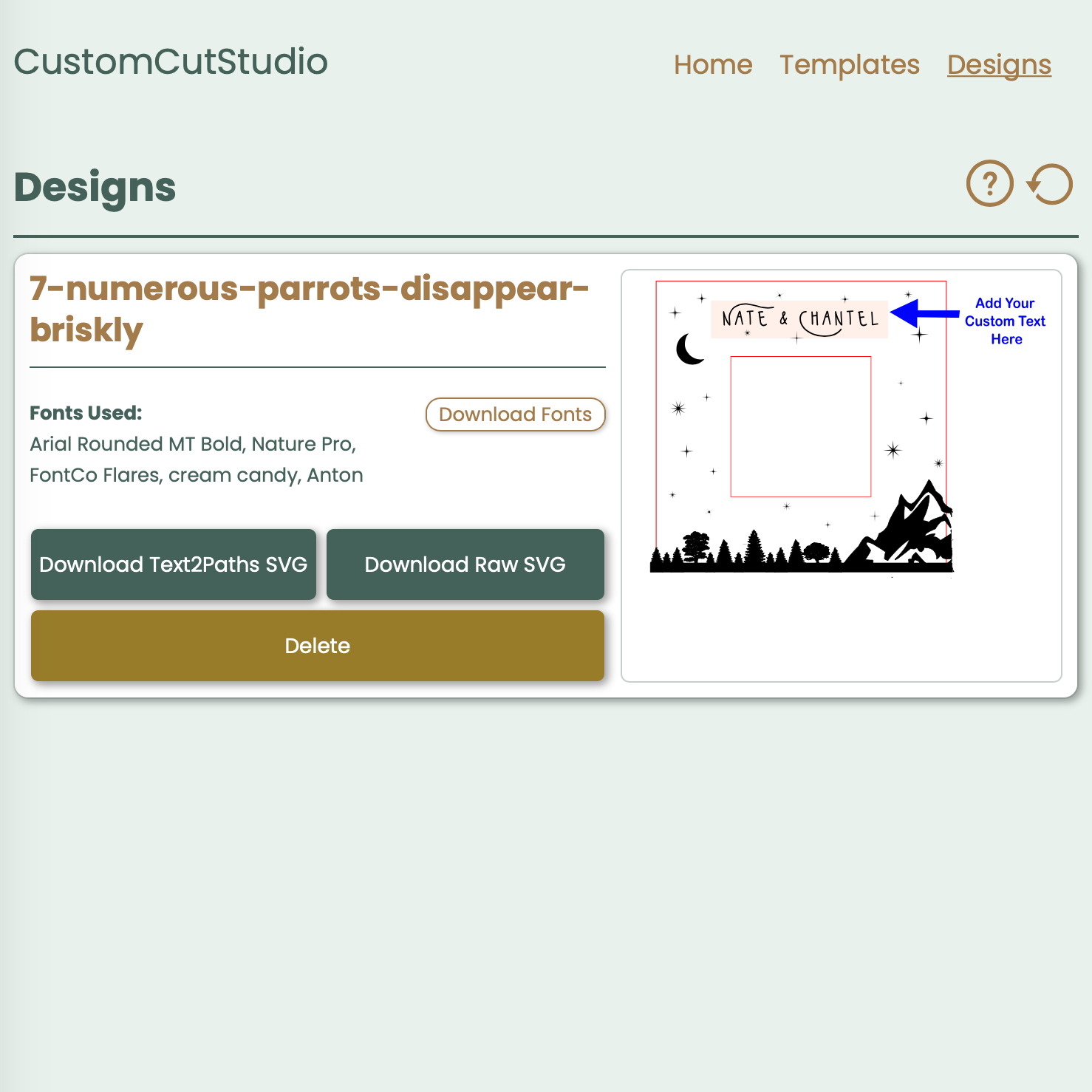 When the customer saves their edits, download everything you need to create the custom product