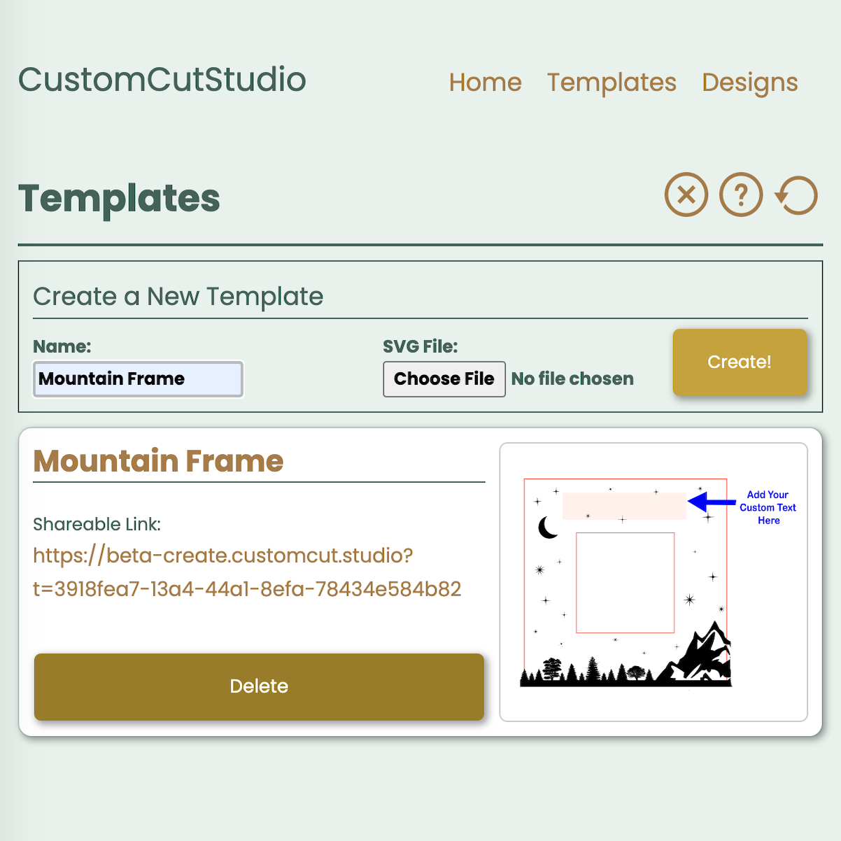 Upload your files to create Template Links you can send to customers